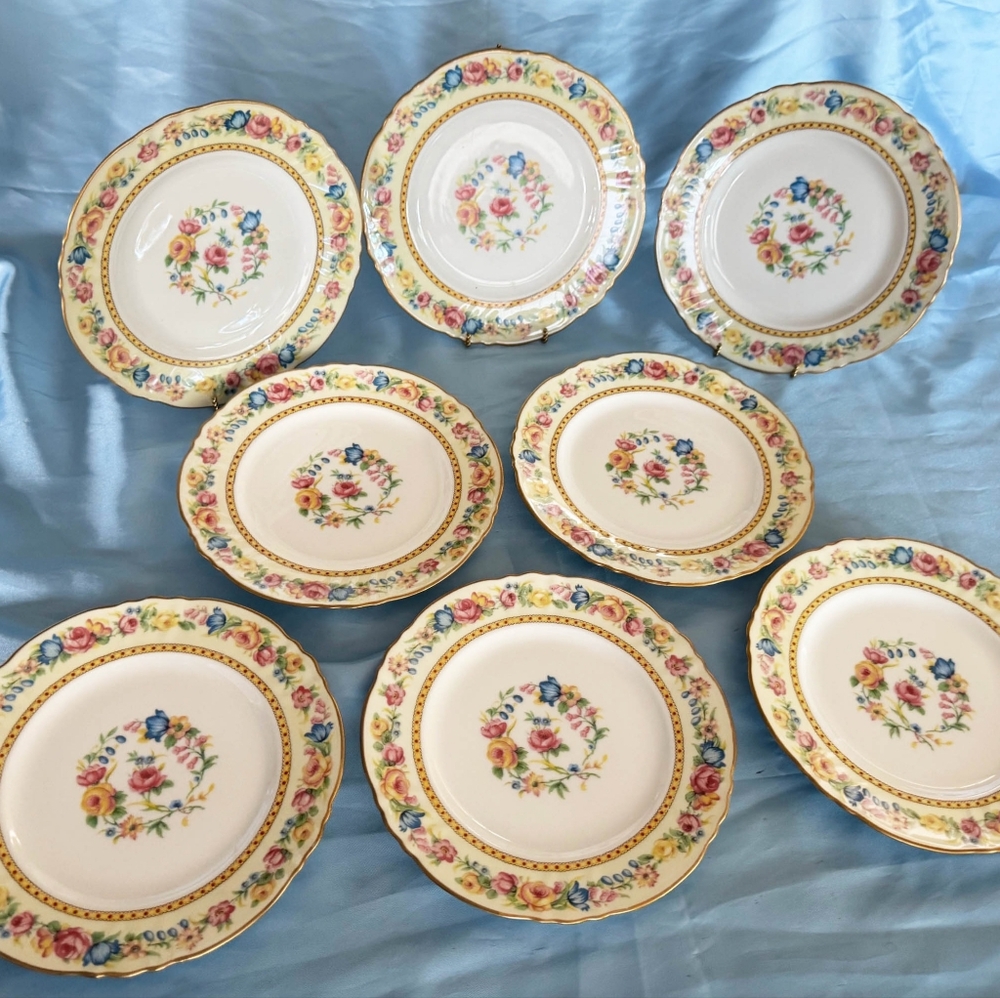 Antique Charles Ahrenfeldt Limoges France pattern AHR340 Dinner Plates 8 Set